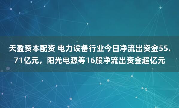 天盈资本配资 电力设备行业今日净流出资金55.71亿元，阳光电源等16股净流出资金超亿元